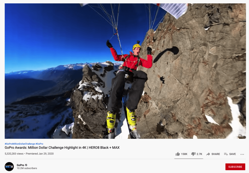 GoPro Million Dollar Challenge Video Still of a Skydiving Skier